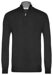 Gran Sasso Merino Extrafine Zipper Trui Zwart