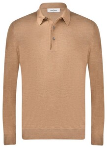 Gran Sasso Polo Collar Pullover Solid Color Virgin Wool Silk Trui Licht Bruin