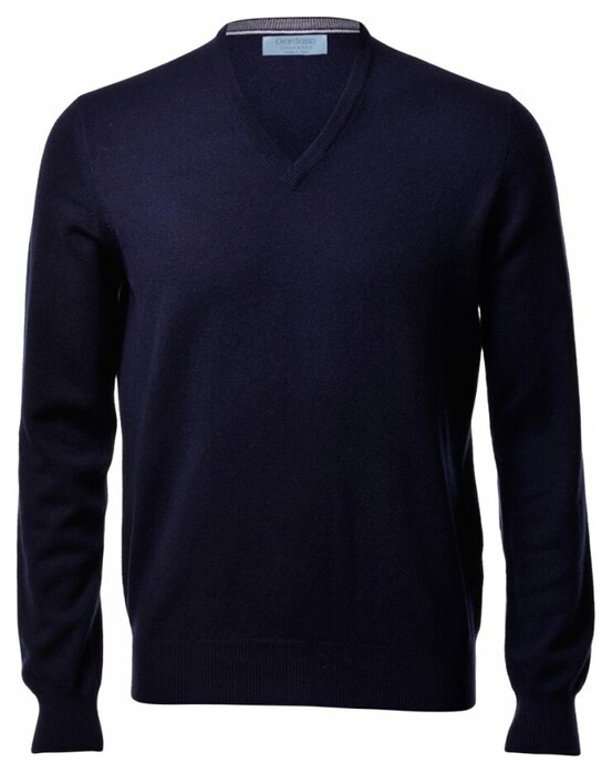 Gran Sasso Pure Cashmere V-Neck Trui Blue Navy