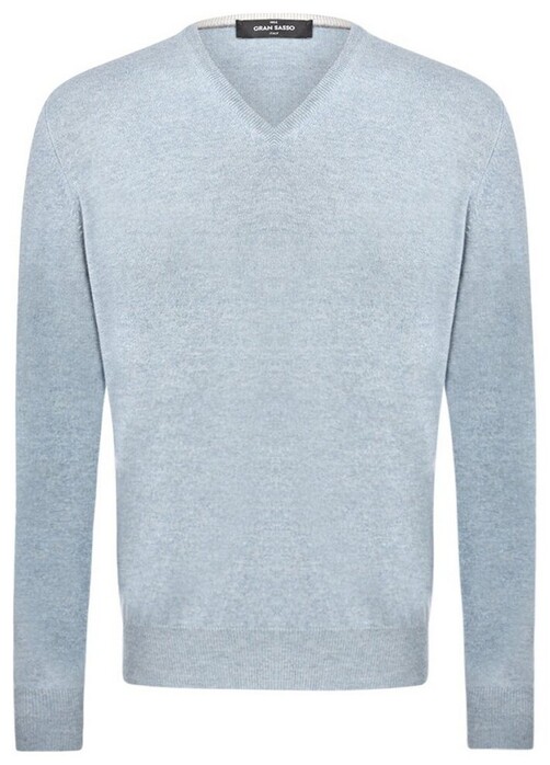 Gran Sasso Pure Cashmere V-Neck Trui Licht Blauw Melange