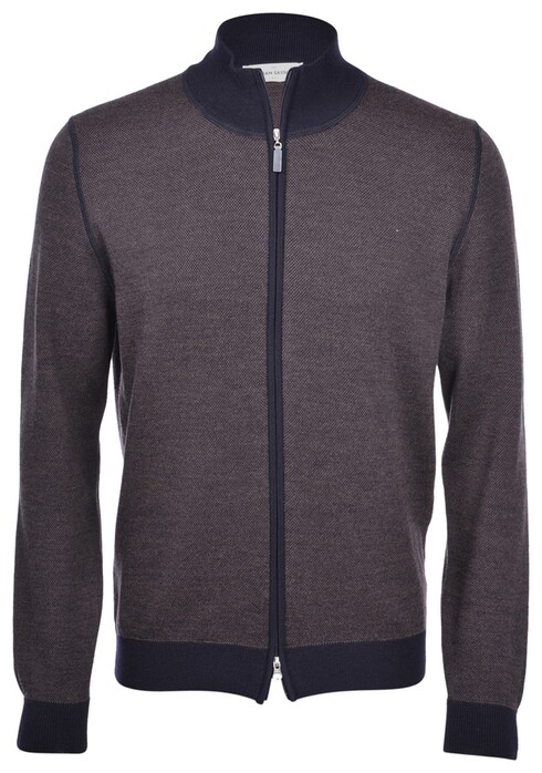 Gran Sasso Salt and Pepper Stitch Full Zip Vest Bruin-Blauw
