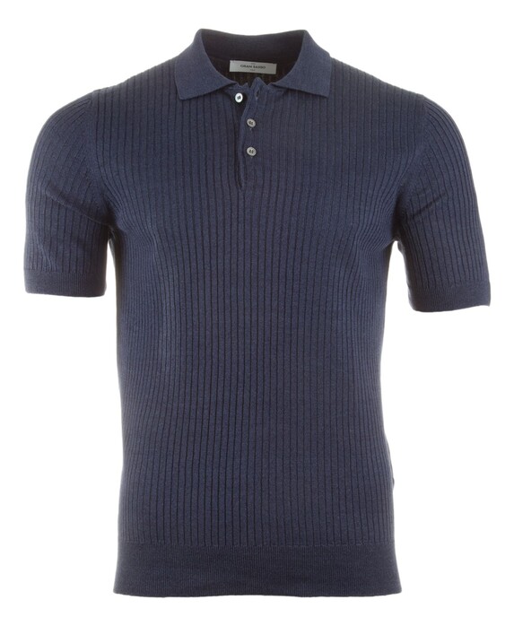 Gran Sasso Short Sleeve Rib Pullover Polo Blauw