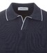 Gran Sasso Skipper Knit Rice Stitch Fine Piping Detail Poloshirt Dark Denim Blue
