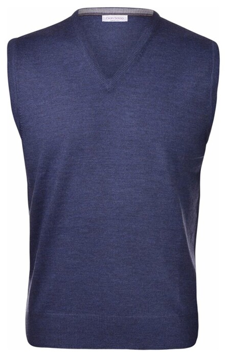 Gran Sasso Slip Over Extrafine Merino V-Hals Slip-Over Denim Blue