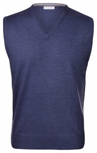 Gran Sasso Slip Over Extrafine Merino V-Hals Spencer Denim Blue