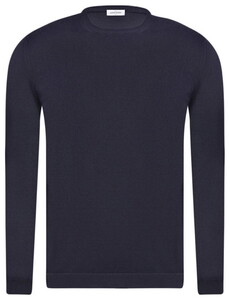 Gran Sasso Solid Color Cotton Crew Neck Trui Navy