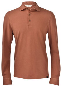 Gran Sasso Solid Color Cotton Piqué 3 Button Closure Polo Roest Bruin