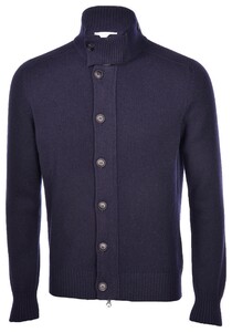 Gran Sasso Super Geelong Wool Two-Way Zip Full Button Closure Vest Blue Navy