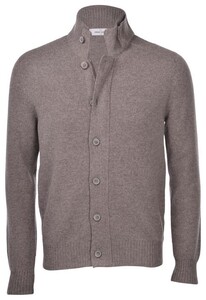 Gran Sasso Super Geelong Wool Two-Way Zip Full Button Closure Vest Dove Brown-Grey