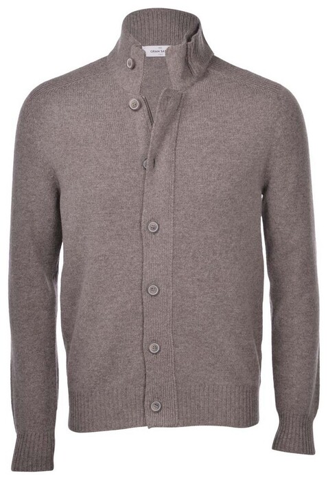 Gran Sasso Super Geelong Wool Two-Way Zip Full Button Closure Vest Dove Brown-Grey