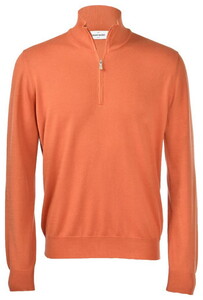 Gran Sasso Uni Color Cotton Zipper Pullover Fine Orange