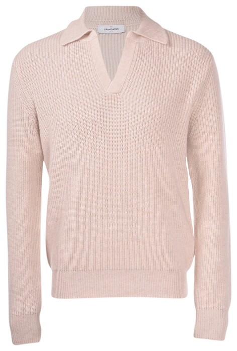 Gran Sasso Uni Color Half-Fisherman's Rib 2-Ply Super Geelong Wool Trui Beige