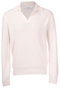 Gran Sasso Uni Color Half-Fisherman's Rib 2-Ply Super Geelong Wool Trui Wit