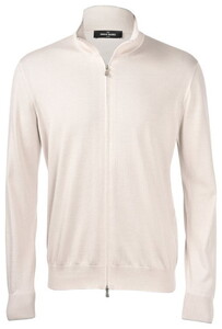 Gran Sasso Uni Luxury Silk Cotton Cardigan Vest Licht Zand