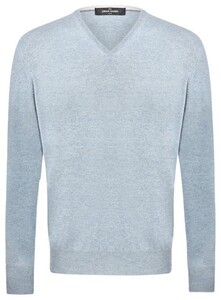 Gran Sasso V-Neck Uni Wool Blend Trui Licht Blauw