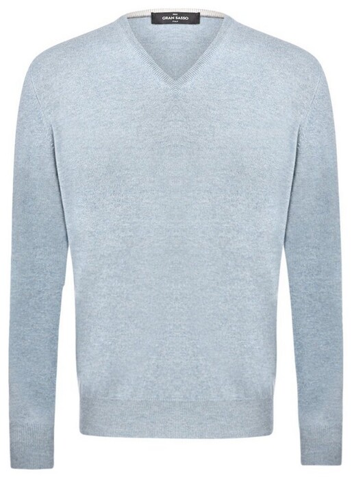 Gran Sasso V-Neck Uni Wool Blend Trui Licht Blauw