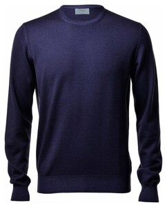 Gran Sasso Vintage Délavé Merino Ronde Hals Trui Blauw