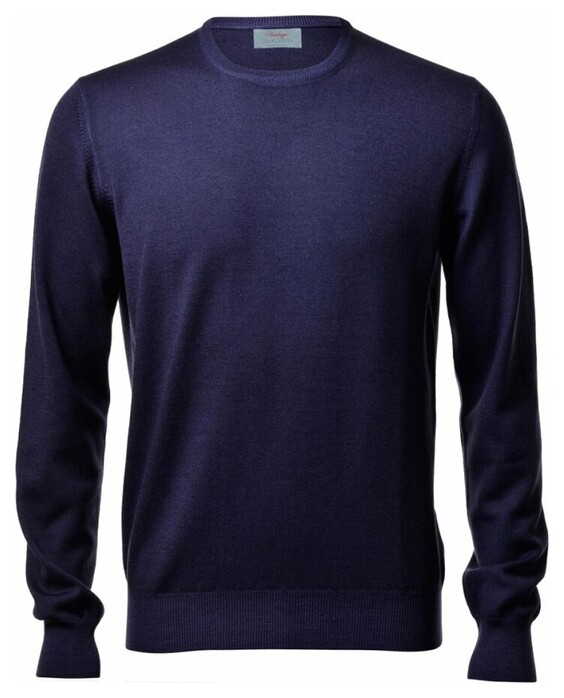 Gran Sasso Vintage Délavé Merino Ronde Hals Trui Blauw