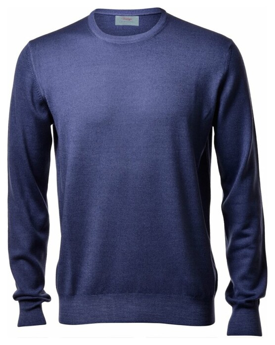 Gran Sasso Vintage Délavé Merino Round Neck Pullover Denim Blue