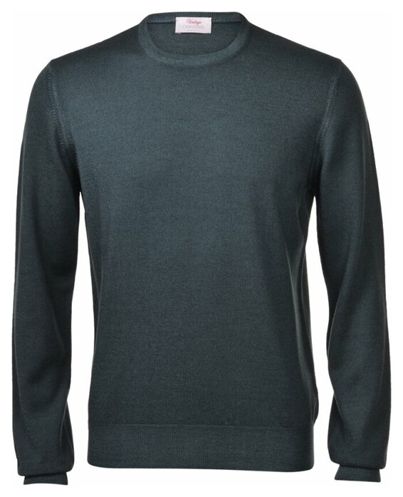 Gran Sasso Vintage Délavé Merino Round Neck Pullover Green