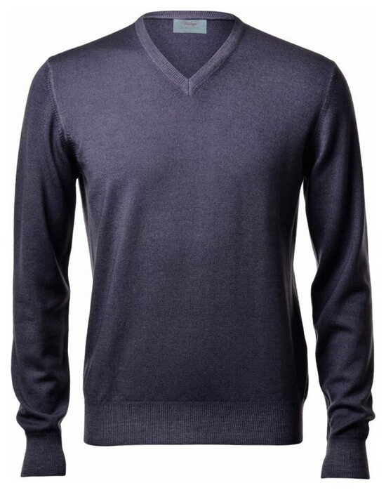 Gran Sasso Vintage Délavé Merino V-Neck Pullover Bluegrey