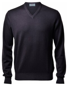 Gran Sasso Vintage Délavé Merino V-Neck Pullover Charcoal