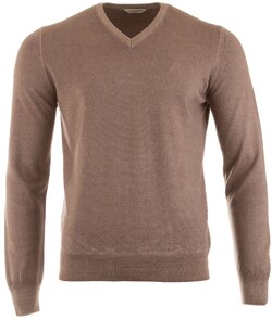 Gran Sasso Vintage Délavé Merino V-Neck Pullover Light Brown