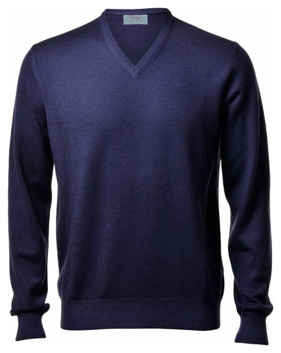 Gran Sasso Vintage Délavé Merino V-Neck Trui Blauw