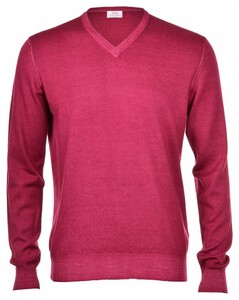 Gran Sasso Vintage Délavé Merino V-Neck Trui Cherry