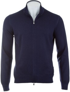 Gran Sasso Vintage Full Zip Extrafine Merino Cardigan Blue