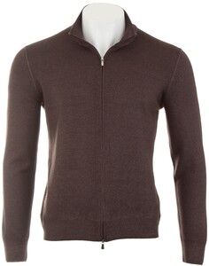 Gran Sasso Vintage Full Zip Extrafine Merino Cardigan Brown