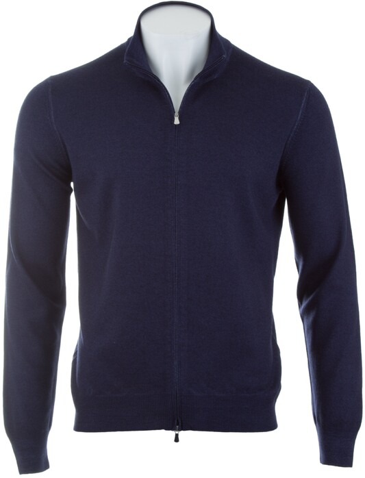 Gran Sasso Vintage Full Zip Extrafine Merino Vest Blauw