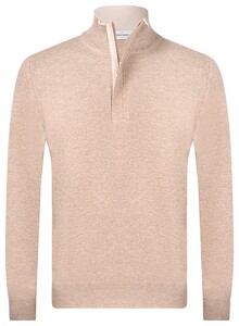 Gran Sasso Wool Blend Half Zip Alcantara Details And Elbow Patches Trui Hazel-Bruin