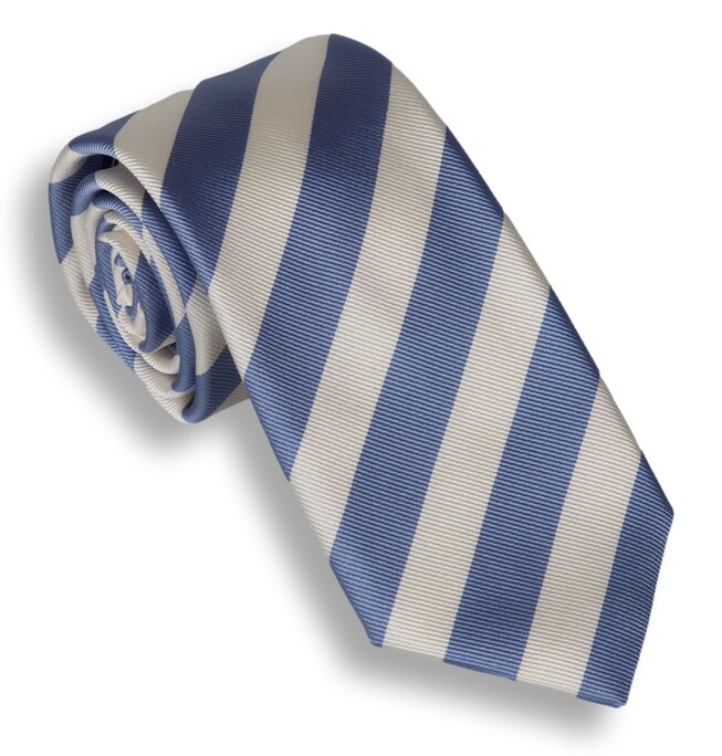 Hemley Bold Diagonal Silk Stropdas Wit-Blauw