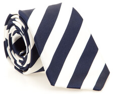Hemley Bold Diagonal Silk Stropdas Wit-Navy