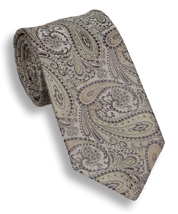 Hemley Champagne Olive Paisley Stropdas Soft Green