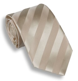 Hemley Champagne Satin Wide Stripe Stropdas Ivoor