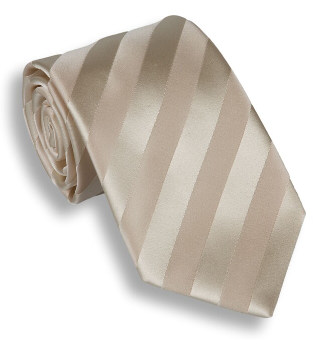 Hemley Champagne Satin Wide Stripe Stropdas Ivoor