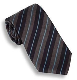 Hemley Dark Grey & Blue Striped Stropdas Navy
