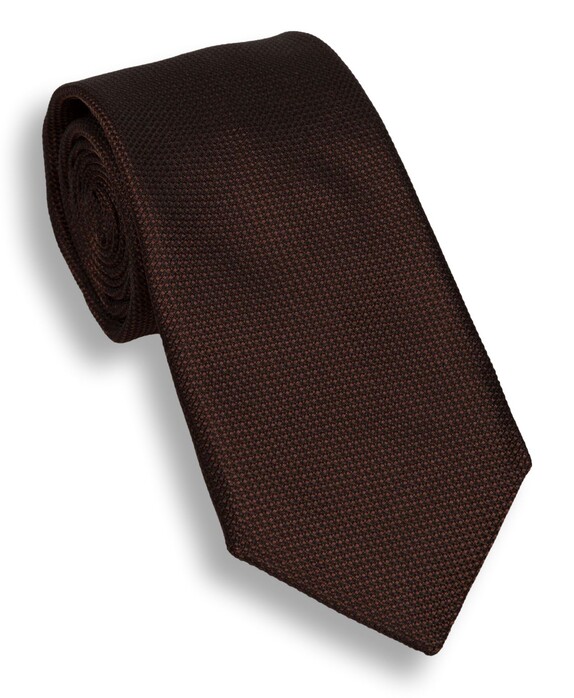 Hemley Fine Structure Silk Luxury Stropdas Donker Bruin