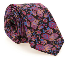 Hemley Floral Fantasy Silk Stropdas Zwart-Multi
