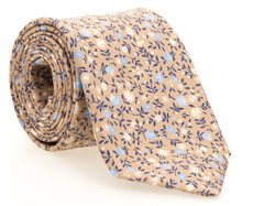 Hemley Flower Pattern Silk Stropdas Zand
