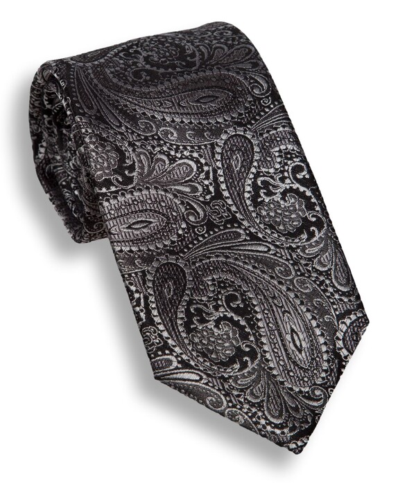 Hemley Graphite Paisley Stropdas Zwart