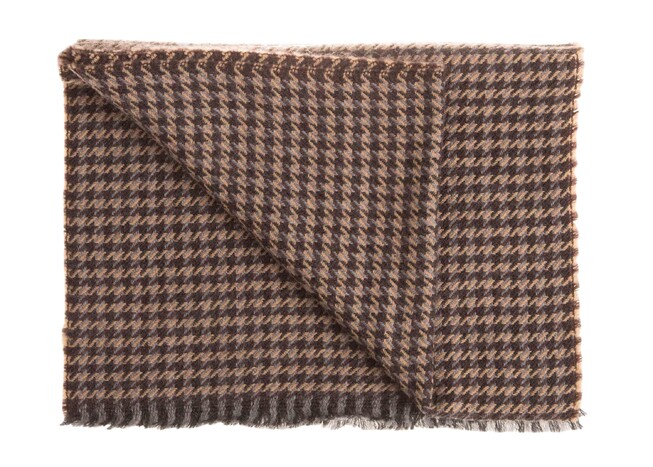 Hemley Lambswool Houndstooth Sjaal Licht Bruin