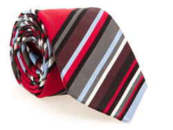 Hemley Layered Diagonal Silk Stropdas Rood-Multi