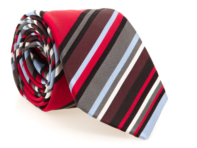 Hemley Layered Diagonal Silk Stropdas Rood-Multi