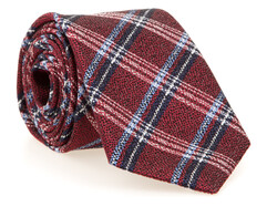 Hemley Melange Check Silk Tie Dark Red Melange