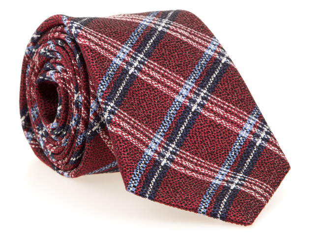Hemley Melange Check Silk Tie Dark Red Melange
