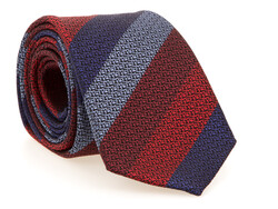 Hemley Melange Stripe Silk Stropdas Rood-Blauw