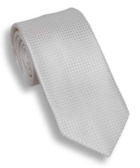 Hemley Micro Check Stropdas Ivoor